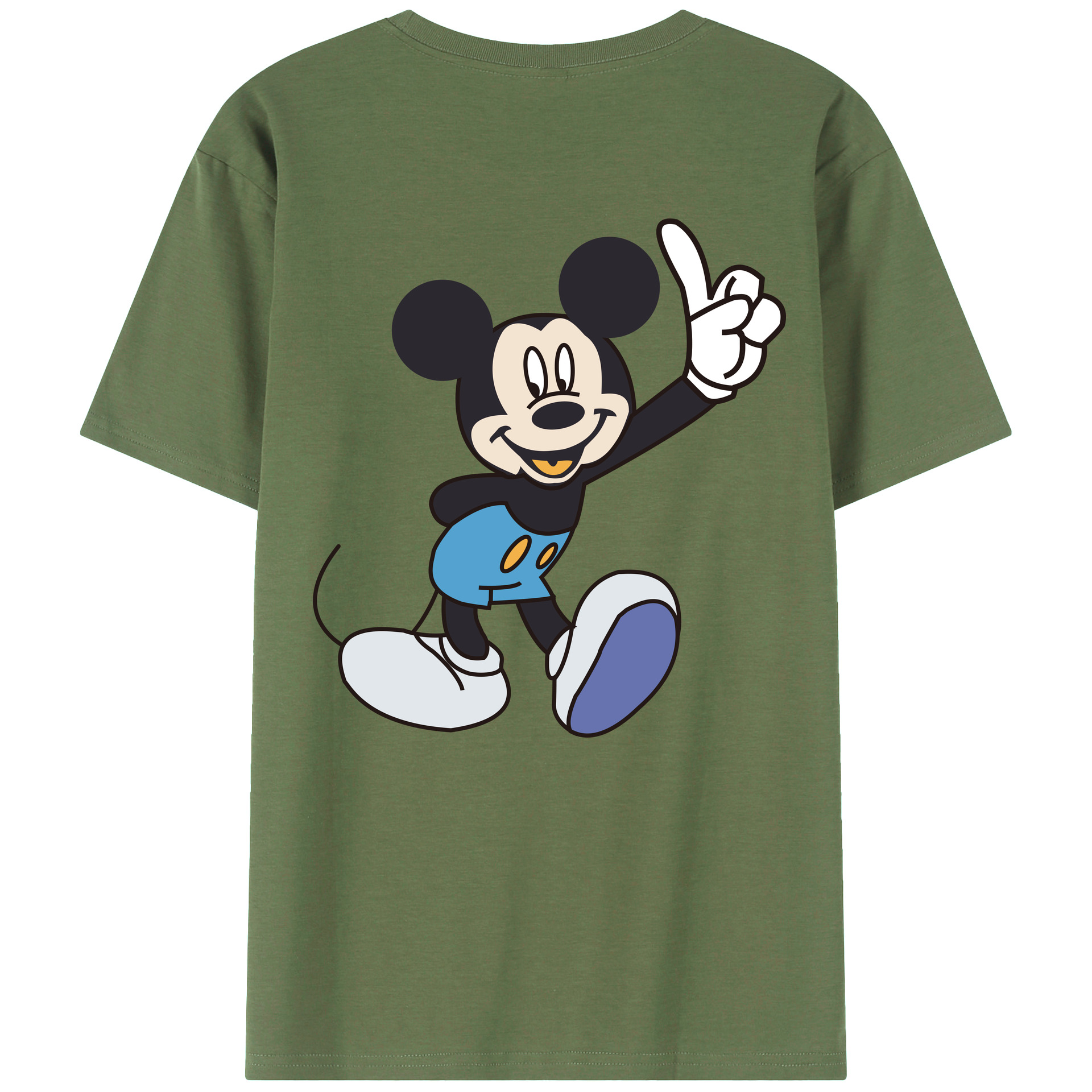 ミッキーマウス Mickey Mouse 綿100％ メンズ半袖Tシャツ（バックプリント） 通気性